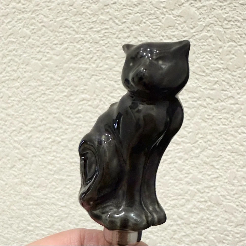 Set of 4 Porcelain Ceramic Black Cat Spreader